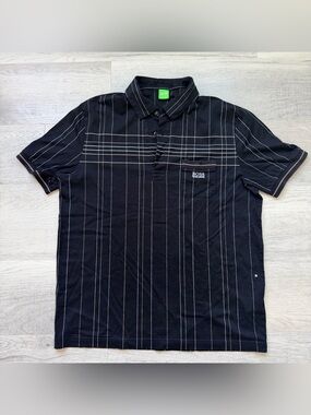 Hugo Boss Black Polo with White Pinstripes